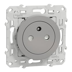 Prise de courant 2P+T affleurante Odace S530052 Aluminium 