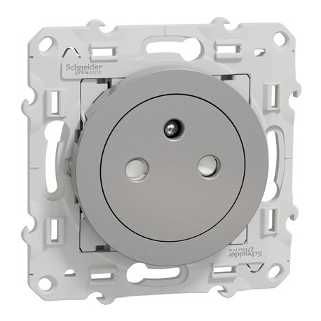 Prise de courant 2P+T affleurante Odace S530052 Aluminium Prise de courant 2P+T affleurante Odace S530052 Aluminium