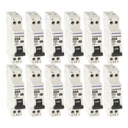 Lot de 12 Disjoncteurs Courbe D 1 module 20A