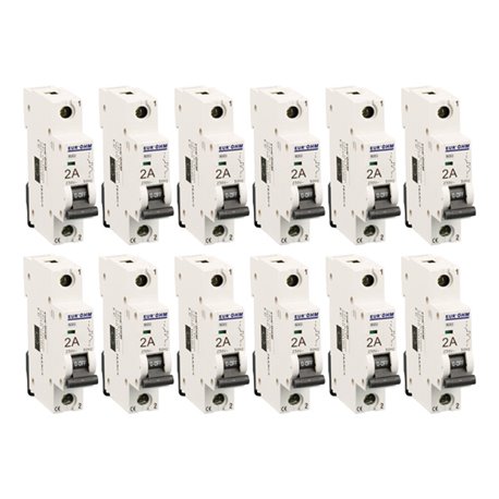 Lot de 12 Disjoncteurs Unipolaire 1 module 2A