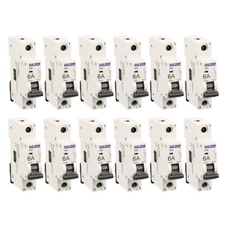 Lot de 12 Disjoncteurs Unipolaire 1 module 6A