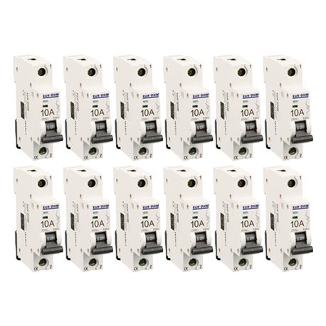Lot de 12 Disjoncteurs Unipolaire 1 module 10A