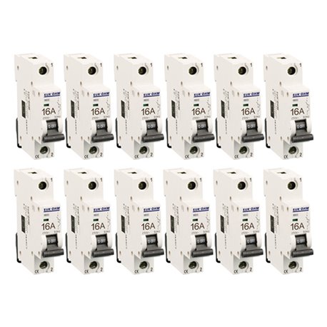Lot de 12 Disjoncteurs Unipolaire 1 module 16A