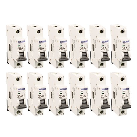 Lot de 12 Disjoncteurs Unipolaire 1 module 25A