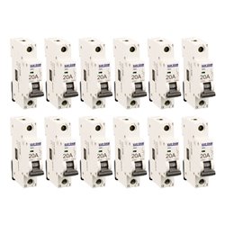 Lot de 12 Disjoncteurs Unipolaire 1 module 20A