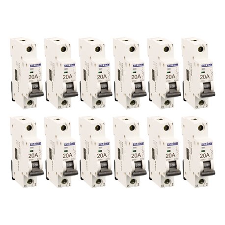 Lot de 12 Disjoncteurs Unipolaire 1 module 20A