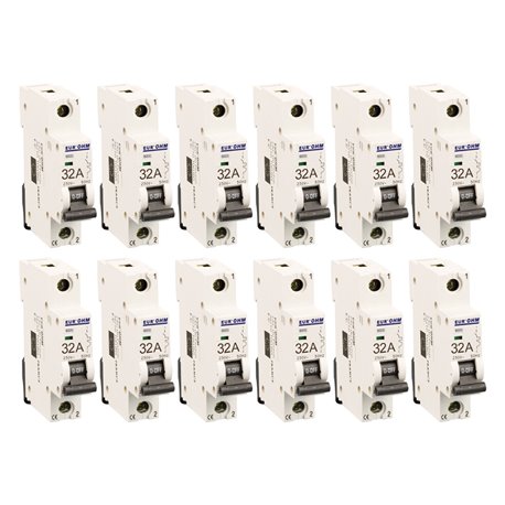 Lot de 12 Disjoncteurs Unipolaire 1 module 32A