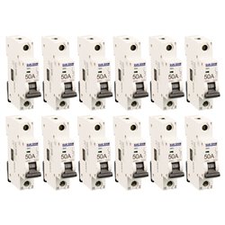 Lot de 12 Disjoncteurs Unipolaire 1 module 50A