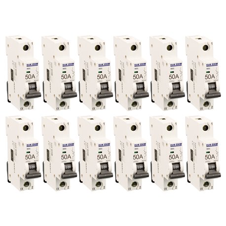 Lot de 12 Disjoncteurs Unipolaire 1 module 50A