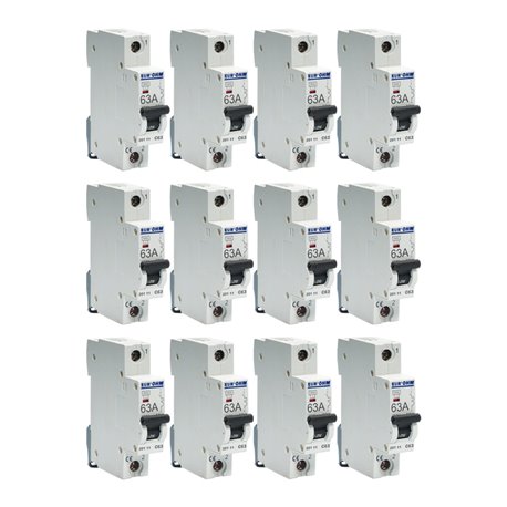 Lot de 12 Disjoncteurs Unipolaire 1 module 63A