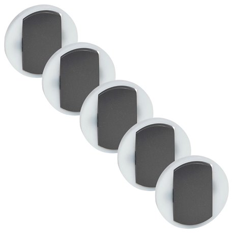 Lot de 5 enjoliveurs larges Celiane pour interrupteur-va-et-vient-poussoir lum graphite 065204