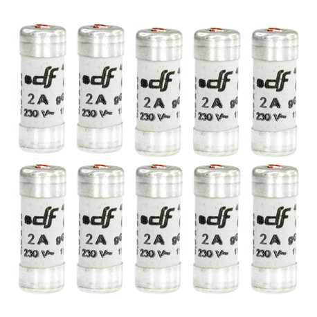 Lot de 10 Fusibles domestiques 2A Avec voyant 8,5x23 mm