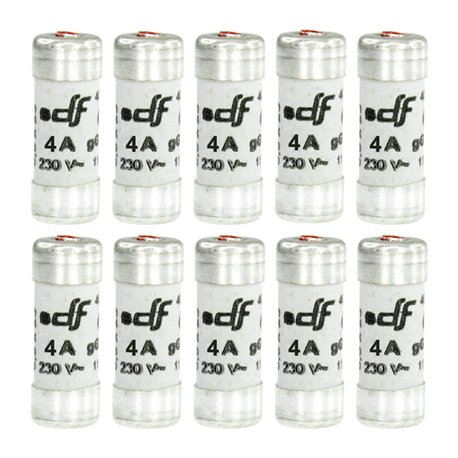 Lot de 10 Fusibles domestiques 4A Avec voyant 8,5x23 mm
