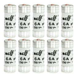 Lot de 10 Fusibles domestiques 6A Avec voyant 8,5x23 mm