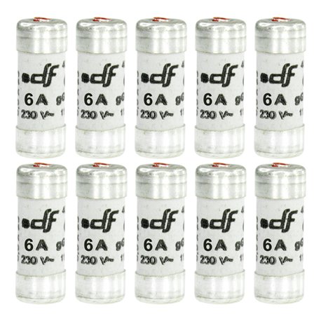 Lot de 10 Fusibles domestiques 6A Avec voyant 8,5x23 mm