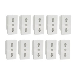 Lot de 10 prises standard italien 16A 2P+T Unica NU302318 Blanc 1 module mécanisme seul