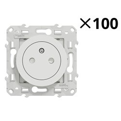 Lot de 100 prises de courant 2P+T affleurantes S520052 Odace  S524052P Blanc 