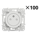Lot de 100 prises de courant 2P+T affleurantes S520052 Odace  S524052P Blanc 