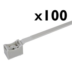 Lot de 100 colliers avec embases Pour câbles ou tubes Ø40 à 63 mm