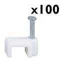 Lot de 100 attaches pontets Blanc pour câble méplat 2x0,75 mm² ou 2x0,75 mm²