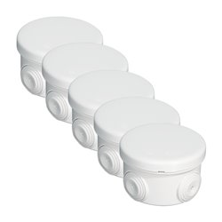 Lot de 5 boîtes de dérivation étanches Couvercle enclipsable Ø80x40 mm 4 entrées