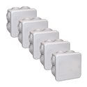 Lot de 5 boîtes de dérivation étanches Couvercle enclipsable 80x80x45 mm 7 entrées