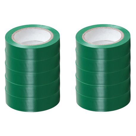 Lot de 10 Rubans isolants Verts L10 m l15 mm