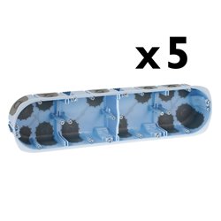 Lot de 5 Boîtes d’appareillage étanches à l’air 4 postes en ligne Prof 50 mm