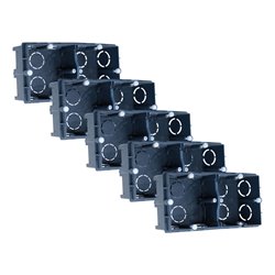 Lot de 5 boites d'appareillage maçonnerie 2 postes Prof 40 mm