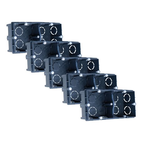 Lot de 5 boites d'appareillage maçonnerie 2 postes Prof 40 mm Lot de 5 boites d'appareillage maçonnerie 2 postes Prof 40 mm
