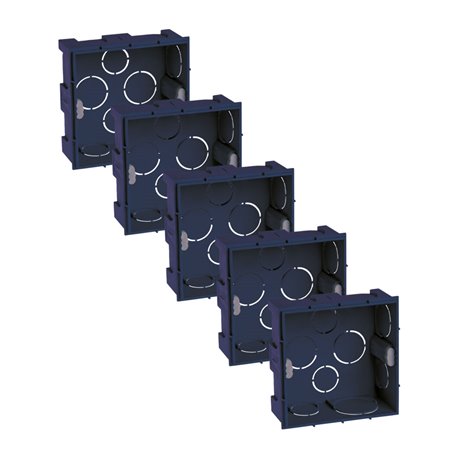Lot de 5 boites d'appareillage maçonnerie 1 poste 90x90 mm Prof 40 mm Lot de 5 boites d'appareillage maçonnerie 1 poste 90x90 mm Prof 40 mm