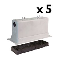 Lot de 5 boites de descente Affleurant à opercule 2xØ20 mm (1 ouvert) + 2xØ25 mm avec couvercle