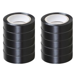 Lot de 10 Rubans isolants Noirs L10 m l15 mm