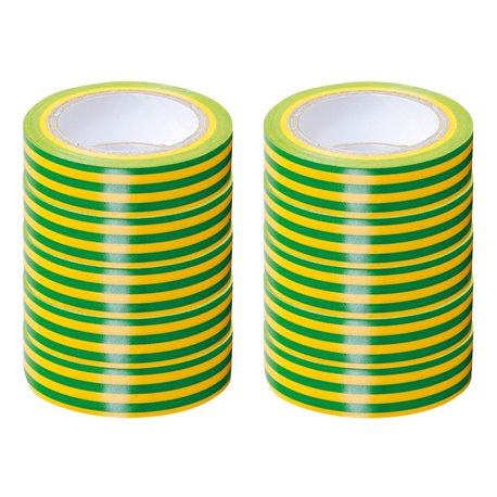Lot de 10 Rubans isolants Verts/jaunes L10 m l15 mm