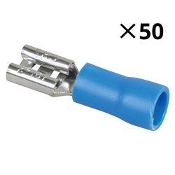 Lot de 50 Cosses femelles 6,35x0,8 mm 1,5 à 2,5 mm²