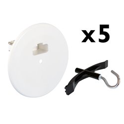Lot de 5 Kits couvercle + piton Tangentielle + Accessoires de fixation luminaire 60 mm