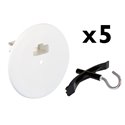 Lot de 5 Kits couvercle + piton Tangentielle + Accessoires de fixation luminaire 60 mm