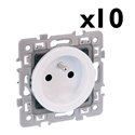 Lot de 10 prises 16A Courant fort 2P+T avec connexion haut/bas et griffes Blanc