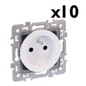 Lot de 10 prises 16A Courant fort 2P+T avec connexion haut/bas Blanc