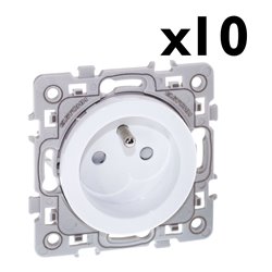 Lot de 10 prises 16A Courant fort 2P+T avec griffes Blanc