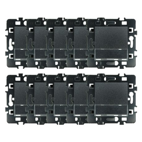 Lot de 10 Commandes Poussoir à fermeture avec porte-étiquette sans voyant Anthracite