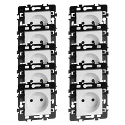 Lot de 10 Prises 16A Courant fort 2P + griffes Blanc