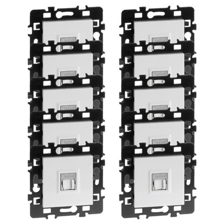 Lot de 10 Prises RJ45 Grade 3 TV Cat6A Blanc