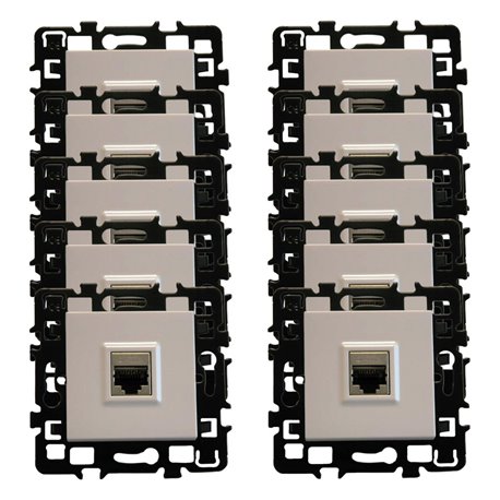 Lot de 10 prises RJ45 Grade 2 TV Cat 6 STP Blanc