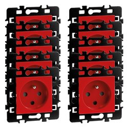 Lot de 10 prises 16A Courant fort 2P+T détrompée rouge