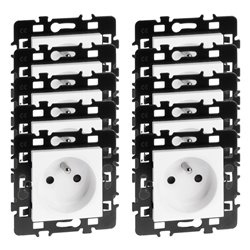 Lot de 10 prises 16A Courant fort 2P+T Blanc