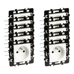Lot de 10 prises 16A Courant fort 2P+T avec connexion haut/bas et griffes Blanc