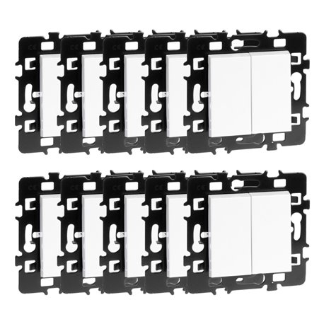 Lot de 10 Commandes Va et vient + bouton poussoir sans voyant Blanc Lot de 10 Commandes Va et vient + bouton poussoir sans voyant Blanc
