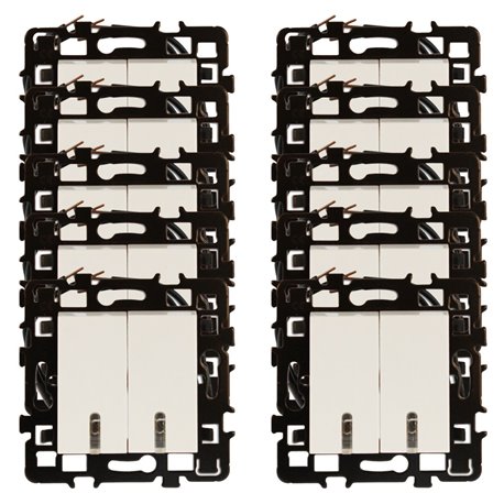 Lot de 10 Commandes Combiné va et vient avec voyant Blanc