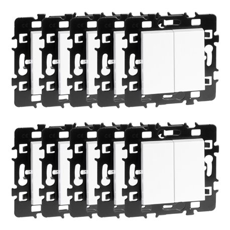 Lot de 10 Commandes Double va et vient sans voyant Blanc Lot de 10 Commandes Double va et vient sans voyant Blanc